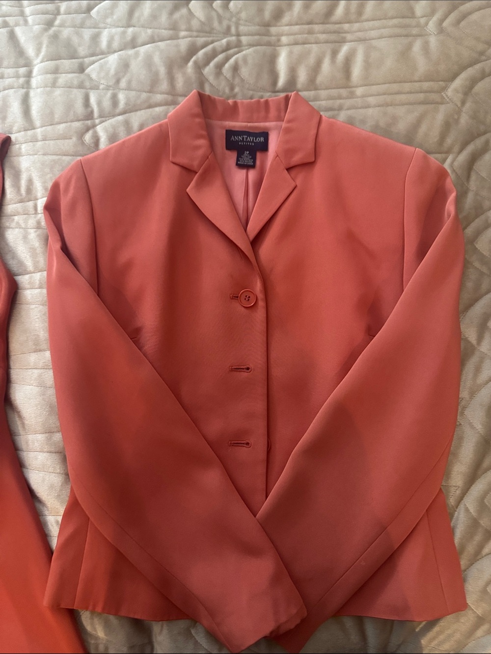 Ann Taylor 100% Silk Coral sleeveless Midi Dress with Matching Coral Jacket
